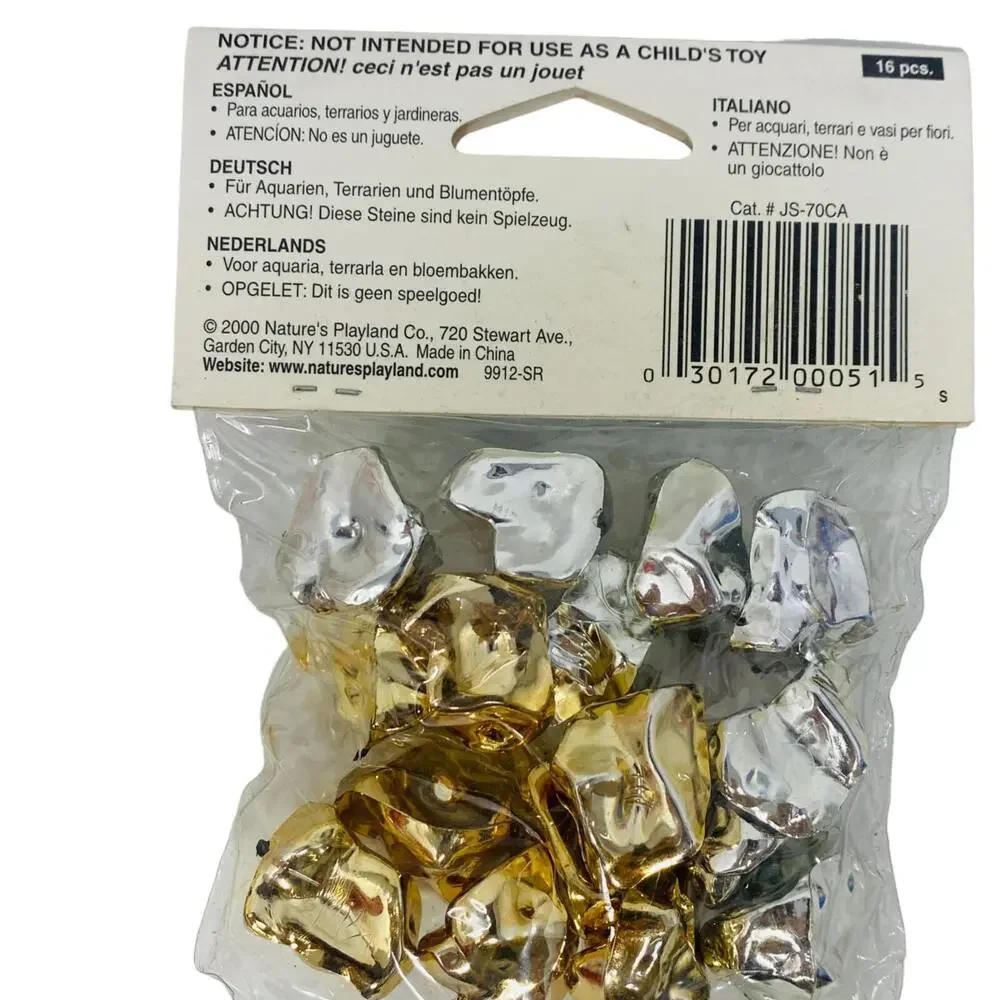 (3 Packs) Nature's Playland Aqua Plus Chrome-a-Stones Fish aquariums gold silver